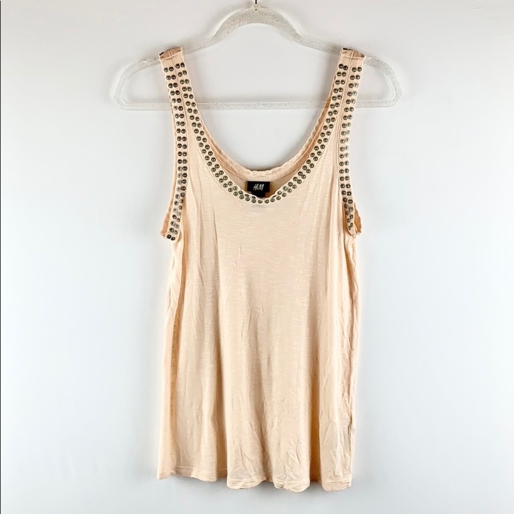 H&M | Pale Peach Studded Loose Tank Top